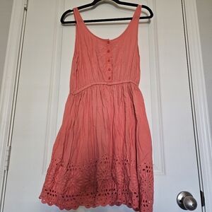 SO Coral Sleeveless Eyelet Dress Juniors